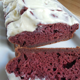 Red velvet banana bread with cream cheese icing
