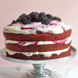 Red Velvet Cake With Blackberry Cream Cheese Frosting from Grandbaby Cakes 