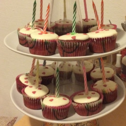 Red velvet cupcake with cream cheese frosting