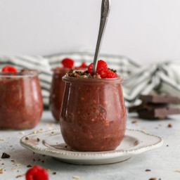 Red Velvet Overnight Oats with Raspberry Beet Purée