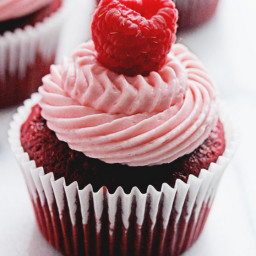Red Velvet Raspberry Cupcakes
