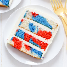 Red, White and Blue Marble Layer Cake