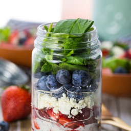 Red White and Blue Mason Jar Salad (Fruit and Feta Salad)