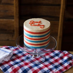 Red, White and Blue Stripe Cake with Swiss Meringue Buttercream