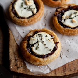 red wine caramelised onions & goats cheese tartlets