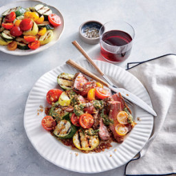 Red Wine-Marinated Steaks with Grilled Vegetables
