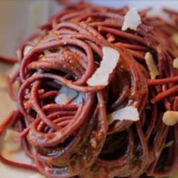 Red Wine Spaghetti with Meatballs