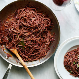 Red Wine Spaghetti With Pancetta