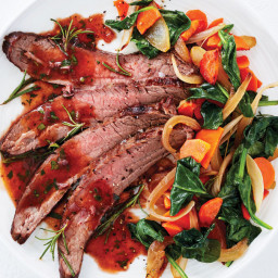 Red Wine Steak with Caramelized Vegetables