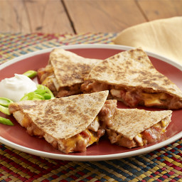 Refried Bean and Chicken Quesadillas