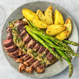 Rib-Eye Steak Béarnaise with Rosemary Potatoes and Asparagus