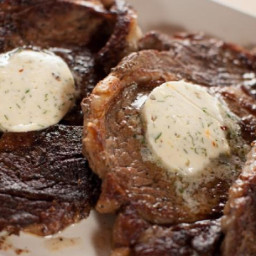 Rib Eye Steaks with Cowboy Butter