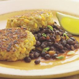 Rice and Corn Cakes with Spicy Black Beans