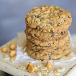Rice Crispy Cookies with Chocolate and Butterscotch Chips