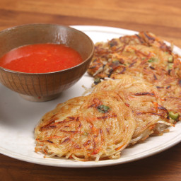 Rice Noodle Pancakes With Chili Sauce Recipe by Tasty
