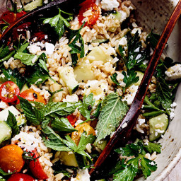 Rice Salad with Tomatoes, Cucumbers, and Feta