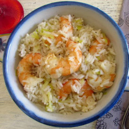 Rice with shrimp and leek