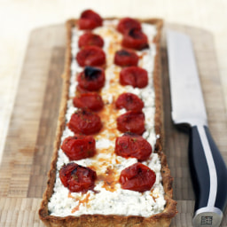 Ricotta and eggplant tart with slow roasted cherry tomatoes