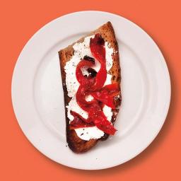 Ricotta and red peppers on toast