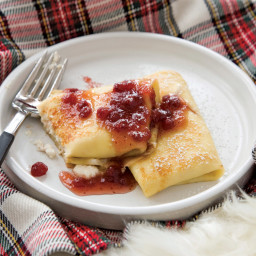Ricotta Blintzes with Lingonberry Syrup