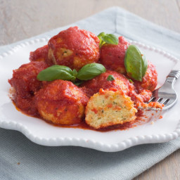 Ricotta cheese fried balls with sauce