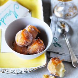 Ricotta fritters with lime curd and candied grapefruit