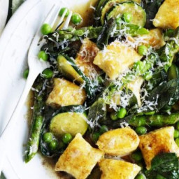 Ricotta gnocchi with spring vegetables and burnt butter