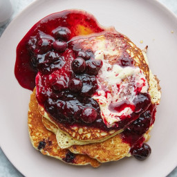 Ricotta Pancakes with Blueberry-Lemon Compote