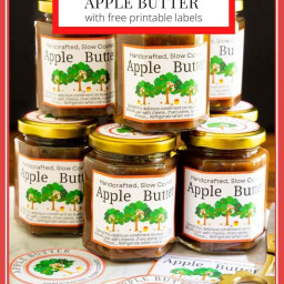 Ridiculously Easy Slow Cooked Apple Butter (with free printable gift labels