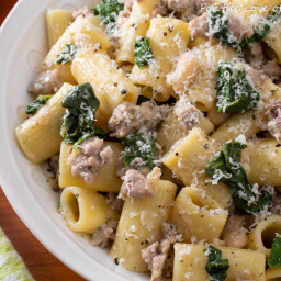 Rigatoni with Sausage, Beans and Greens