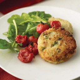 Risotto Cakes with Roasted Tomatoes and Arugula