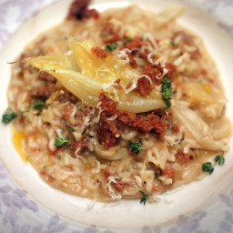 Risotto of sweet white onions, cotechino sausage and thyme (Risotto con cip