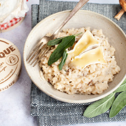Risotto with mushrooms, Le Rustique camembert and crispy sage