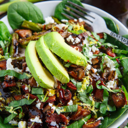 Roast Asparagus and Mushroom Chicken Spinach Salad with Bacon, Avocado and 