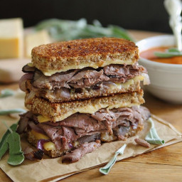 Roast beef smoked gouda grilled cheese