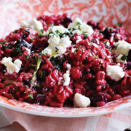 Roast beetroot & goat's cheese risotto with thyme dressing