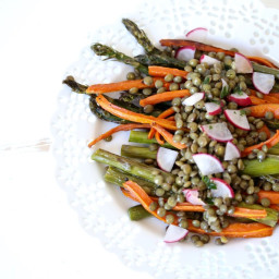 Roast Carrot and Asparagus Lentil Salad