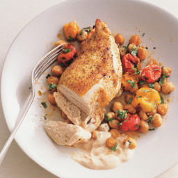 Roast Chicken Breasts with Garbanzo Beans, Tomatoes, and Paprika