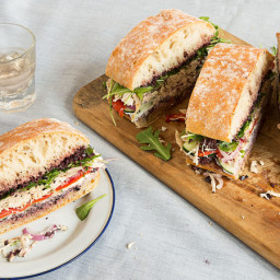 Roast Chicken Pan Bagnat with Olive Tapenade and Goat Cheese