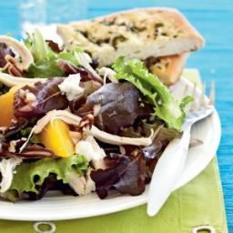 Roast Chicken Salad with Peaches, Goat Cheese, and Pecans