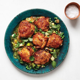 Roast Chicken Thighs with Peas and Mint