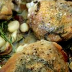 Roast chicken thighs with tarragon and garlic