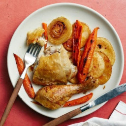 Roast Chicken with Caramelized Potatoes, Carrots and Onions