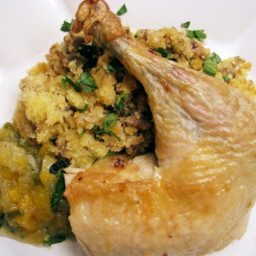 Roast Chicken with Cornbread and Sausage Stuffing