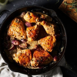 Roast Chicken with Mustard and Grapes