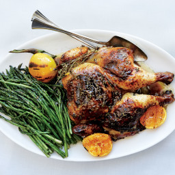 Roast Chicken with Rhubarb Butter and Asparagus