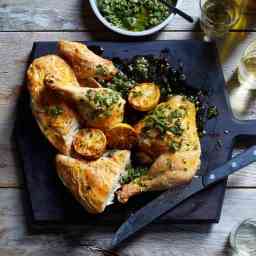 Roast Chicken with Salsa Verde and Roasted Lemons Recipe