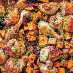Roast Chicken with Sweet Potatoes and Dates