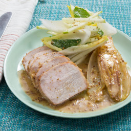 Roast Pork and Braised Endivewith Green Apple and Endive Salad