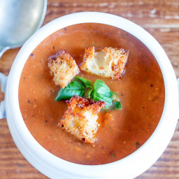 Roast Tomato Soup with Garlic Croutons